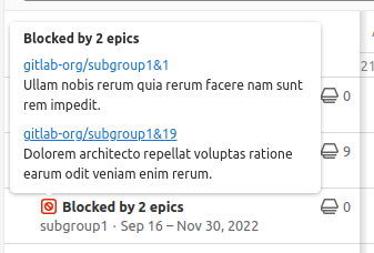 Blocked epics